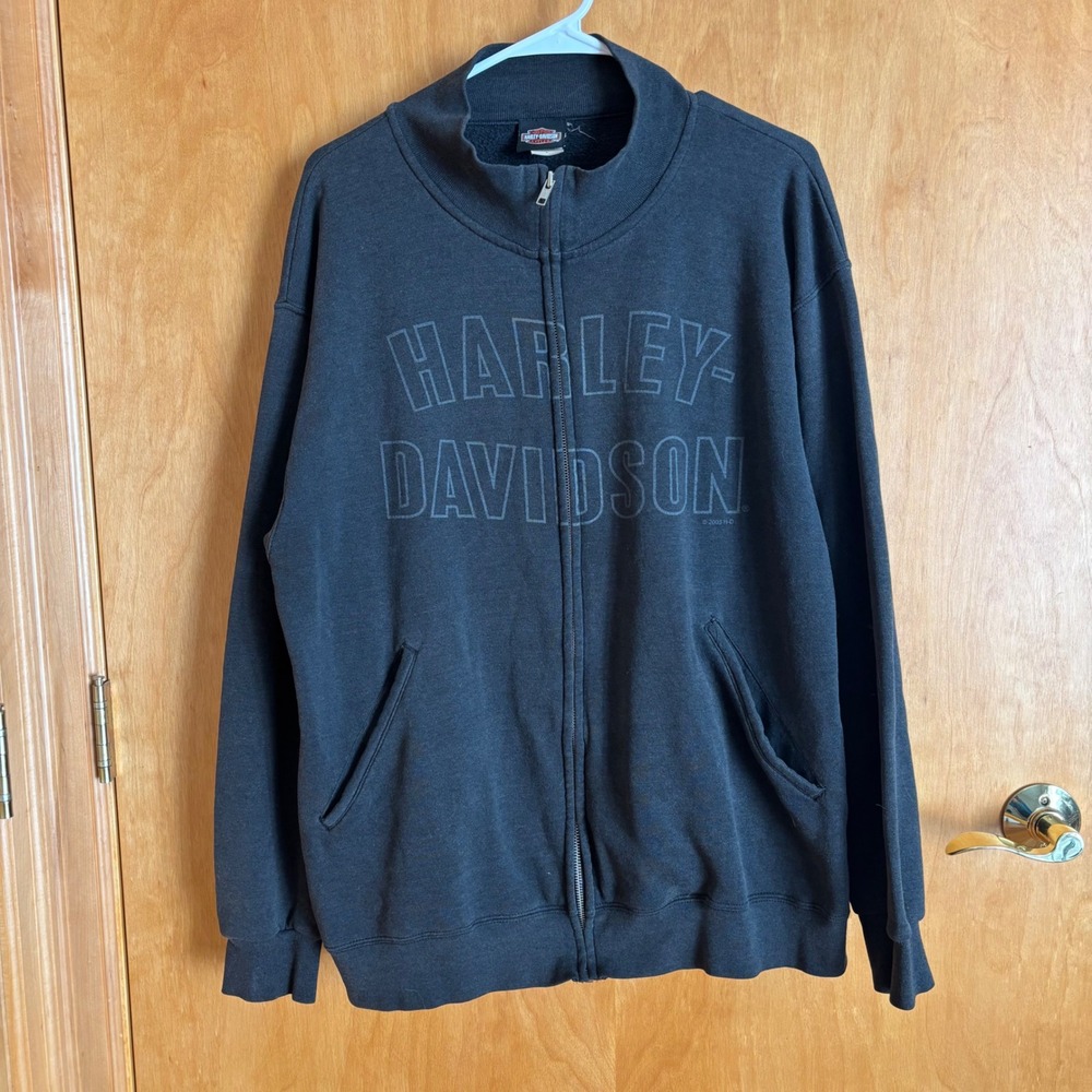 VTG Harley Davidson St Paul‎ MN Full Zip Sweatshirt Gray Mens Motorcycle Biker